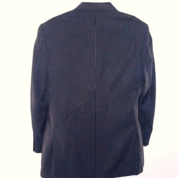 CARAVELLI Black Blazer / Sportcoat w/ White Pinstripes, Superior 150's, 42R - Picture 7 of 10